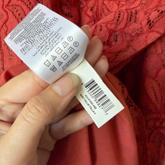 NWT NEW BCBG Maxazria Rust Long Panel Floral Lace Dress Size 4 - Picture 6 of 7